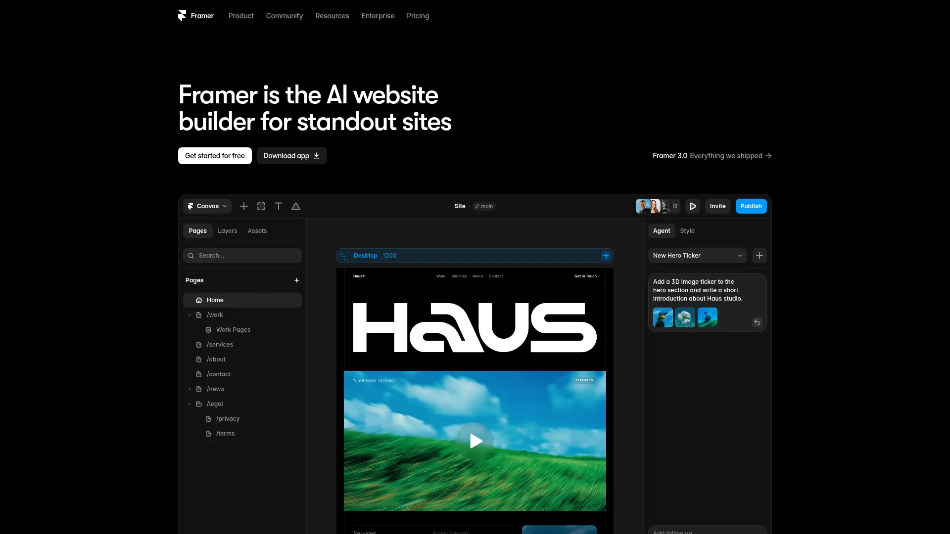 Framer: AI website builder for professional sites screenshot