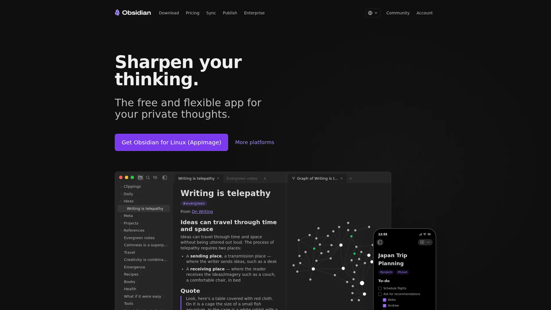 Obsidian - Sharpen your thinking screenshot