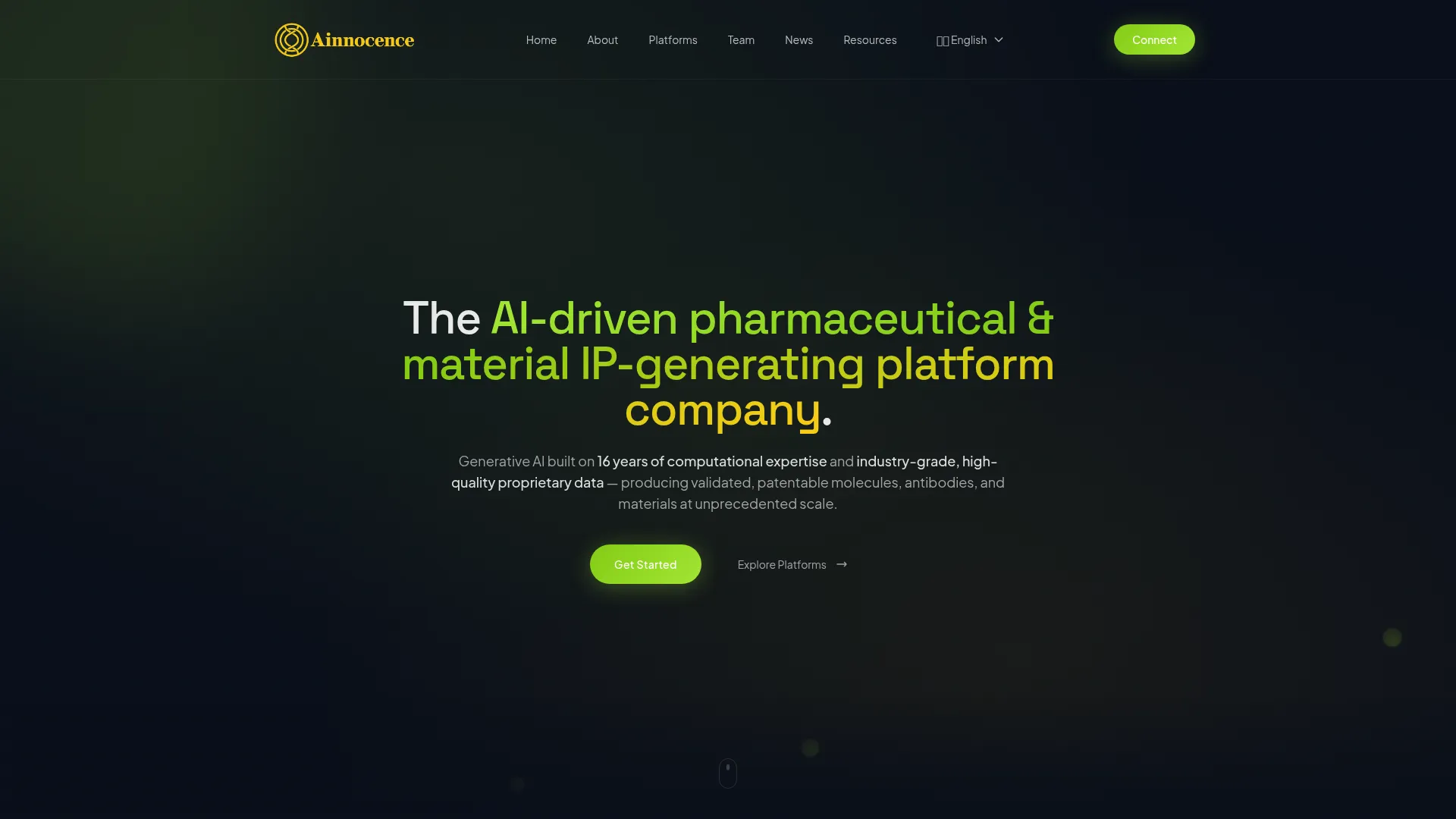 Ainnocence — AI-Driven Pharmaceutical & Material IP-Generating Platform Company screenshot