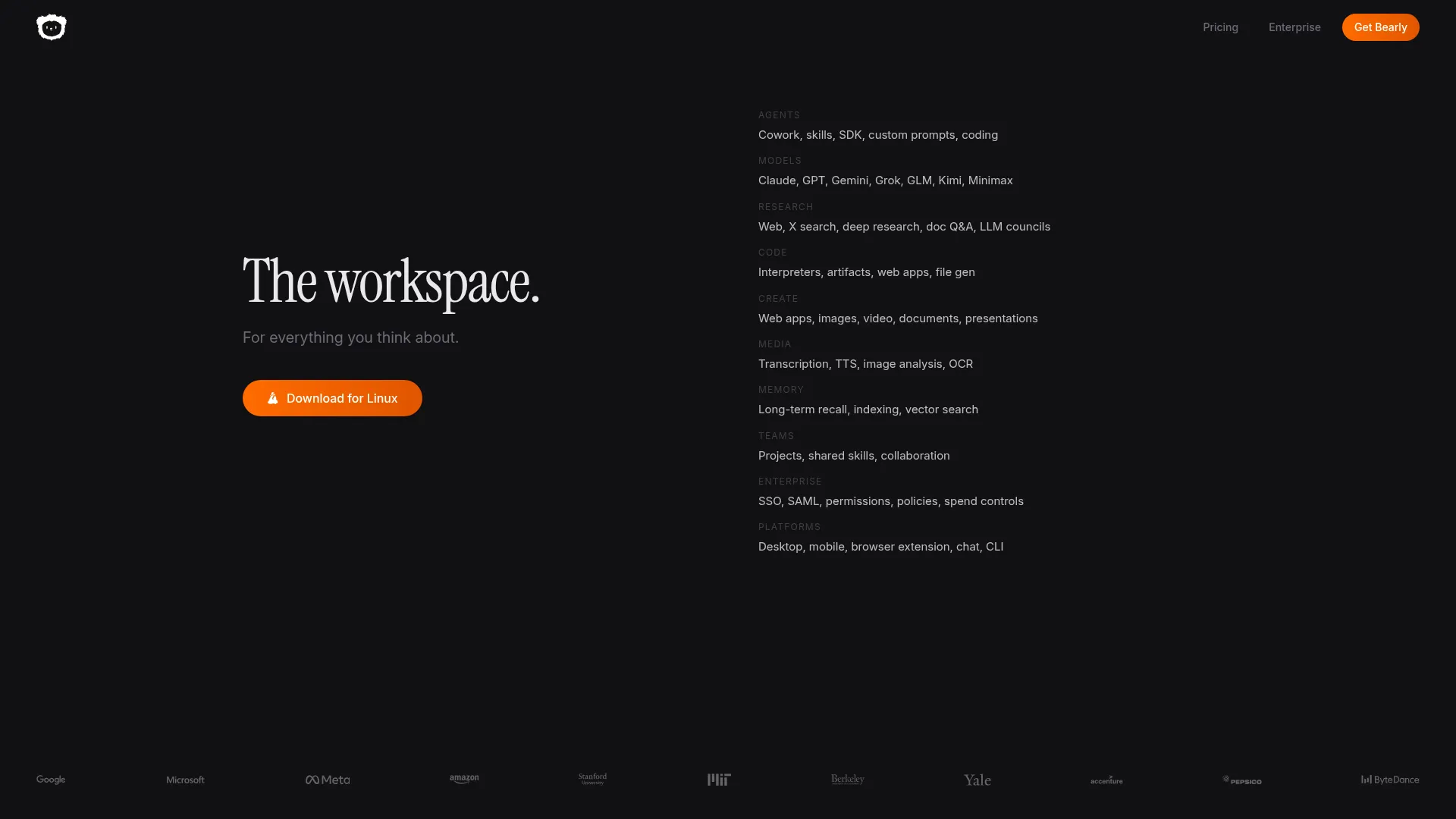 Bearly AI | The Private AI Workspace screenshot