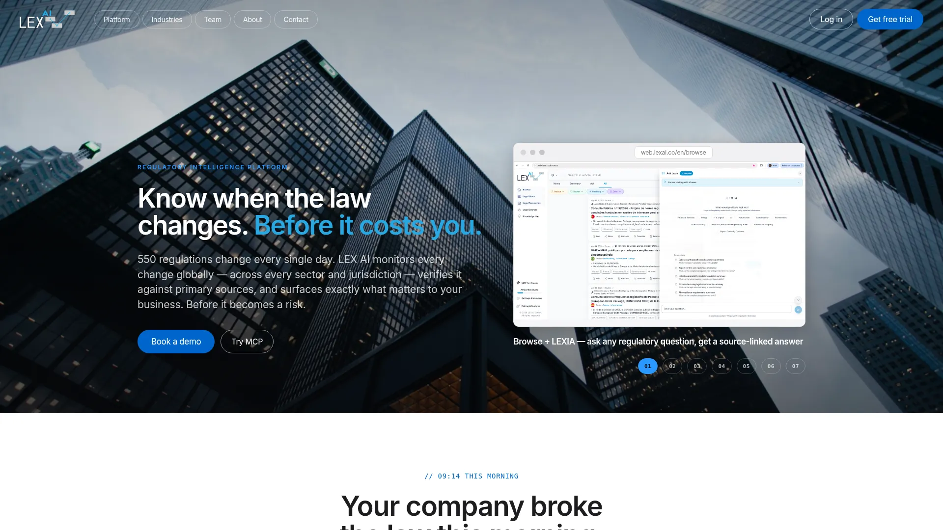 LEX AI — Know when the law changes. Before it costs you. screenshot