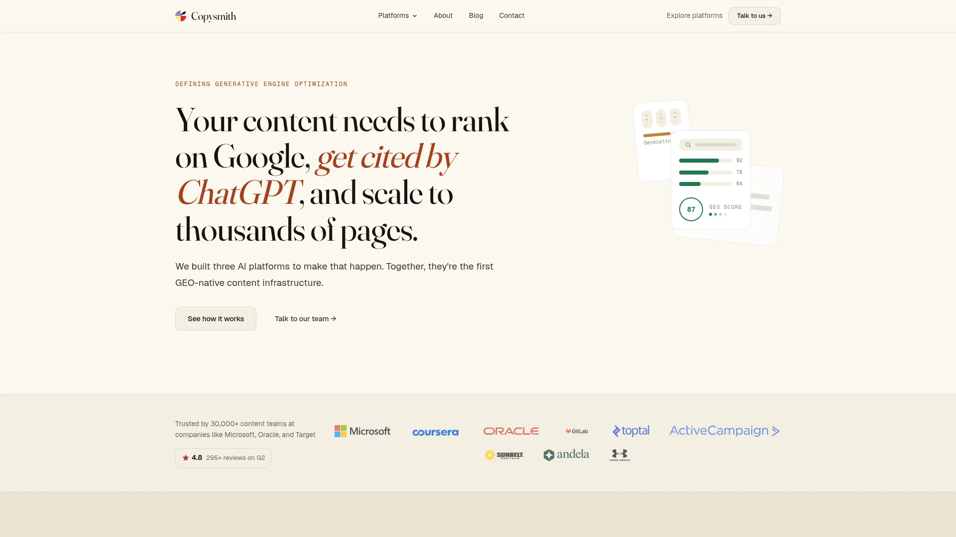 Copysmith — AI Platforms for the New Era of Search & Content screenshot