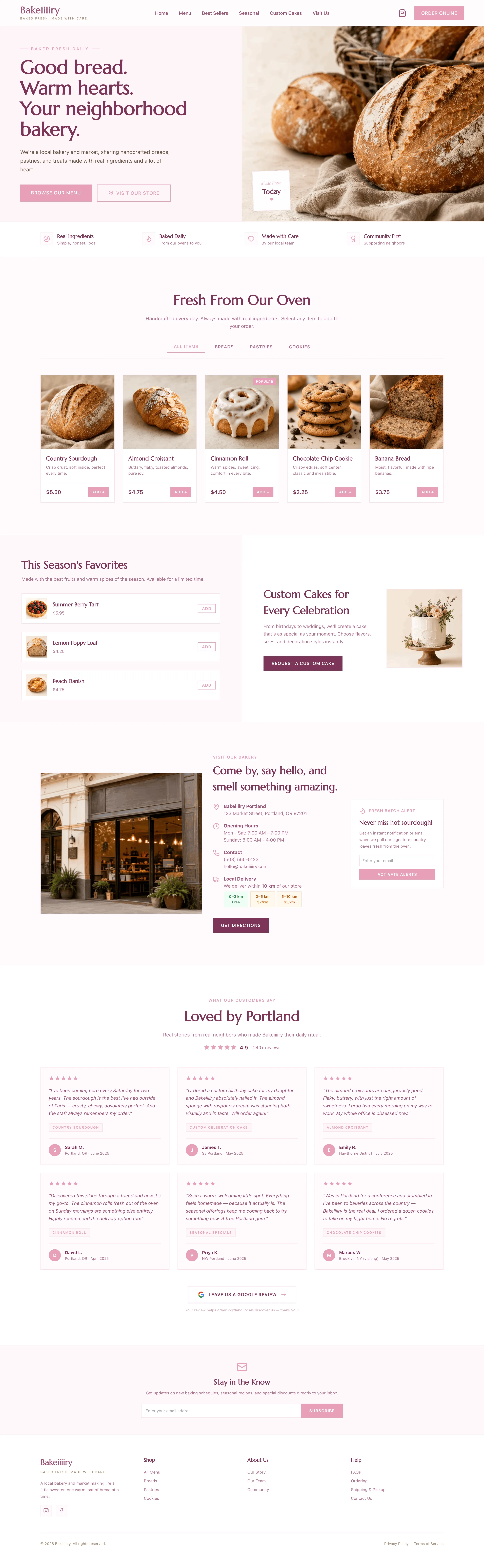 Pink Bakery Ordering Website 模板示例